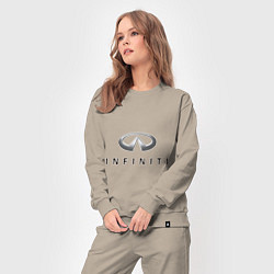 Костюм хлопковый женский Logo Infiniti, цвет: миндальный — фото 2