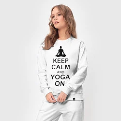 Костюм хлопковый женский Keep Calm & Yoga On, цвет: белый — фото 2