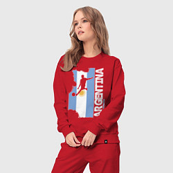 Костюм хлопковый женский Argentina Football, цвет: красный — фото 2