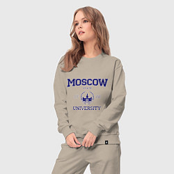 Костюм хлопковый женский MGU Moscow University, цвет: миндальный — фото 2