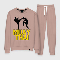 Костюм хлопковый женский Muay Thai, цвет: пыльно-розовый