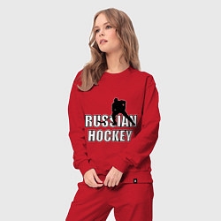 Костюм хлопковый женский Russian hockey, цвет: красный — фото 2