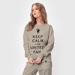 Костюм хлопковый женский Keep Calm & United fan, цвет: миндальный — фото 2