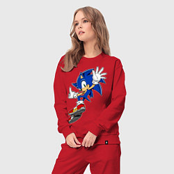 Костюм хлопковый женский Sonic, цвет: красный — фото 2