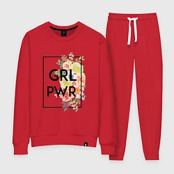 Костюм хлопковый женский GRL PWR, цвет: красный