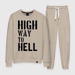 Костюм хлопковый женский High way to hell, цвет: миндальный