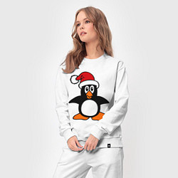 Костюм хлопковый женский Новогодний пингвин, цвет: белый — фото 2