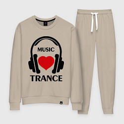 Костюм хлопковый женский Trance Music is Love, цвет: миндальный