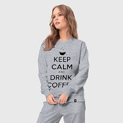 Костюм хлопковый женский Keep Calm & Drink Coffee, цвет: меланж — фото 2