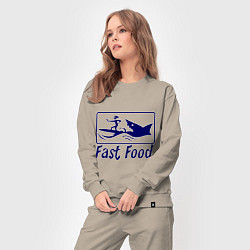 Костюм хлопковый женский Shark fast food, цвет: миндальный — фото 2