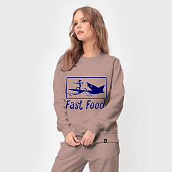 Костюм хлопковый женский Shark fast food, цвет: пыльно-розовый — фото 2