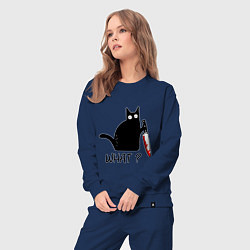 Костюм хлопковый женский What cat, цвет: тёмно-синий — фото 2