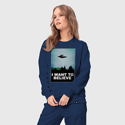 Костюм хлопковый женский I WANT TO BELIEVE, цвет: тёмно-синий — фото 2