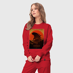 Костюм хлопковый женский Godzilla and red sun, цвет: красный — фото 2