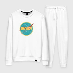 Костюм хлопковый женский NASA винтажный логотип, цвет: белый