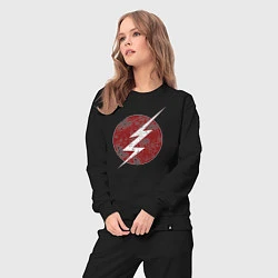 Костюм хлопковый женский The Flash logo, цвет: черный — фото 2