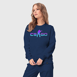 Костюм хлопковый женский CS GO NEON, цвет: тёмно-синий — фото 2