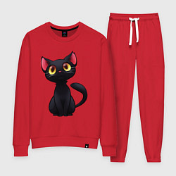 Костюм хлопковый женский Черный котенок, цвет: красный