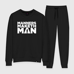 Костюм хлопковый женский Manners maketh man, цвет: черный