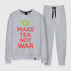 Костюм хлопковый женский Make tea not war, цвет: меланж