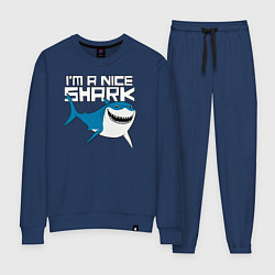 Костюм хлопковый женский Im A Nice Shark, цвет: тёмно-синий