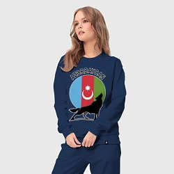 Костюм хлопковый женский Азербайджан, цвет: тёмно-синий — фото 2