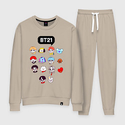 Костюм хлопковый женский BTS BT21, цвет: миндальный