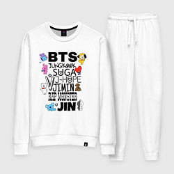 Костюм хлопковый женский BTS BT21, цвет: белый