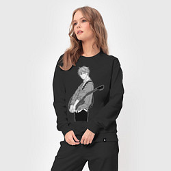 Костюм хлопковый женский Сато Мафую с гитарой чб, цвет: черный — фото 2