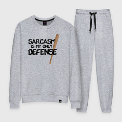 Костюм хлопковый женский Sarcasm is my only defense, цвет: меланж