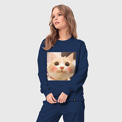 Костюм хлопковый женский Мем про котов, цвет: тёмно-синий — фото 2