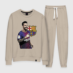 Костюм хлопковый женский Lionel Messi Barcelona Argentina, цвет: миндальный