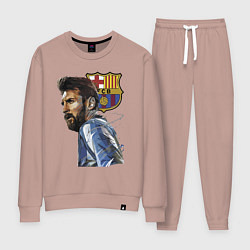 Костюм хлопковый женский Lionel Messi Barcelona Argentina Striker, цвет: пыльно-розовый