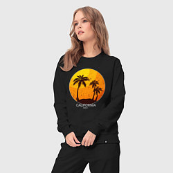 Костюм хлопковый женский Лето, пальмы, Калифорния, цвет: черный — фото 2