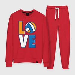 Костюм хлопковый женский Love Volleyball, цвет: красный