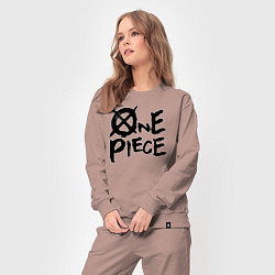 Костюм хлопковый женский One Piece Большой куш лого, цвет: пыльно-розовый — фото 2
