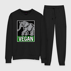 Костюм хлопковый женский Vegan elephant, цвет: черный