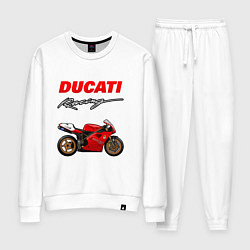 Костюм хлопковый женский DUCATI ДУКАТИ MOTOSPORT, цвет: белый