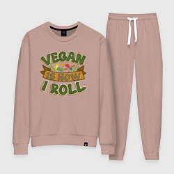 Костюм хлопковый женский Vegan - How I Roll, цвет: пыльно-розовый