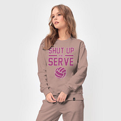 Костюм хлопковый женский Shut Up And Serve, цвет: пыльно-розовый — фото 2
