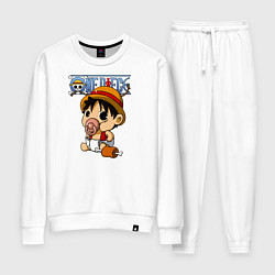 Костюм хлопковый женский Малыш Луффи One Piece, цвет: белый