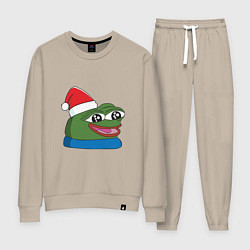 Костюм хлопковый женский Pepe, pepe happy, Пепе хеппи, pepe happy new year, цвет: миндальный