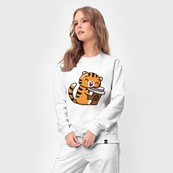 Костюм хлопковый женский Тигренок и кофе, цвет: белый — фото 2