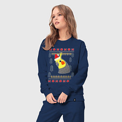 Костюм хлопковый женский Рождественский свитер Корелла, цвет: тёмно-синий — фото 2