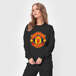 Костюм хлопковый женский Манчестер Юнайтед логотип, цвет: черный — фото 2