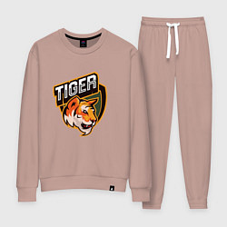 Костюм хлопковый женский Тигр Tiger логотип, цвет: пыльно-розовый