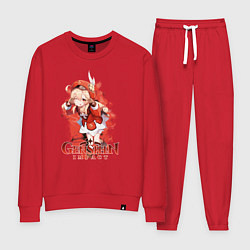 Костюм хлопковый женский Кли Klee Genshin Impact, цвет: красный