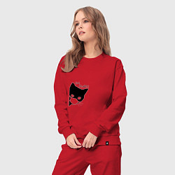 Костюм хлопковый женский Кот в маске, цвет: красный — фото 2