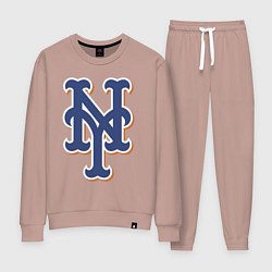 Костюм хлопковый женский New York Mets - baseball team, цвет: пыльно-розовый