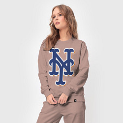 Костюм хлопковый женский New York Mets - baseball team, цвет: пыльно-розовый — фото 2